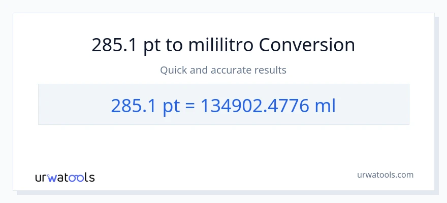 285.1 Pints patungong mga mililitro na conversion