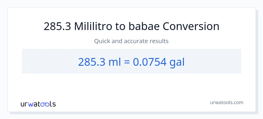285.3 mga mililitro patungong Mga galon na conversion