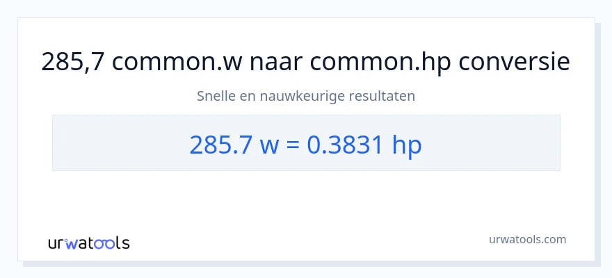 285.7 watt naar paardenkracht conversie