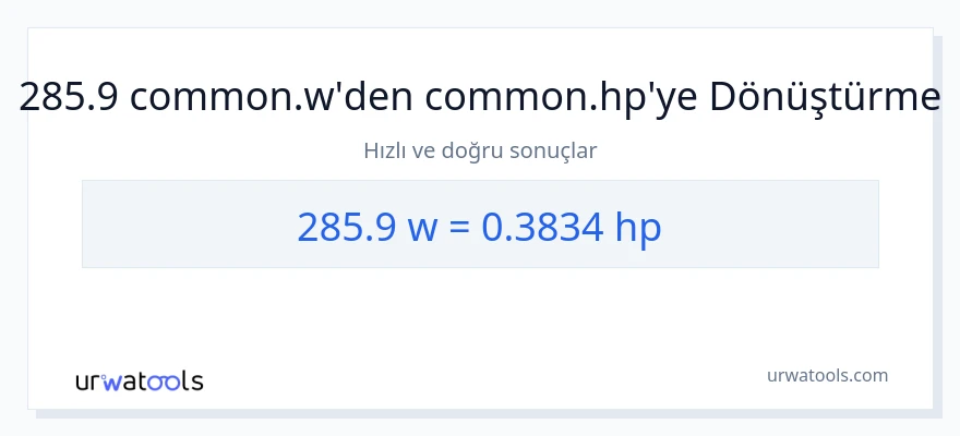 285.9 watt'den beygir gücü'e dönüşüm