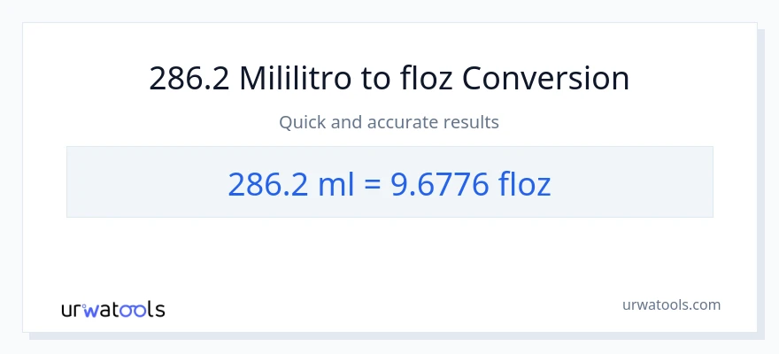 286.2 mga mililitro patungong mga onsa ng likido na conversion