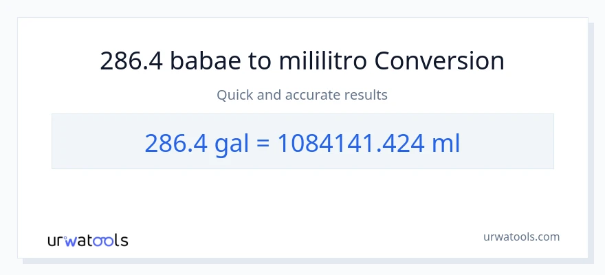 286.4 Mga galon patungong mga mililitro na conversion