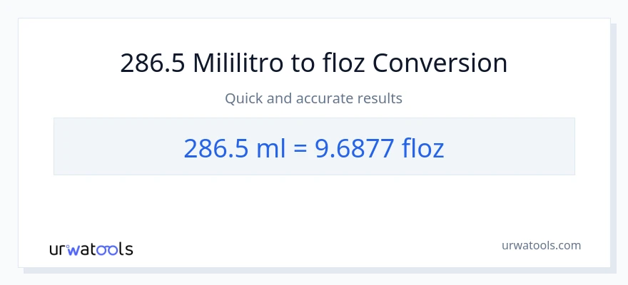 286.5 mga mililitro patungong mga onsa ng likido na conversion