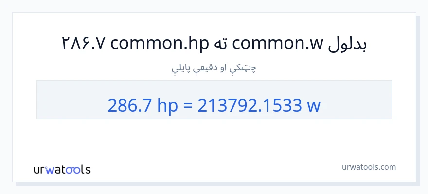 286.7 هارس پاور ته واټونه بدلون