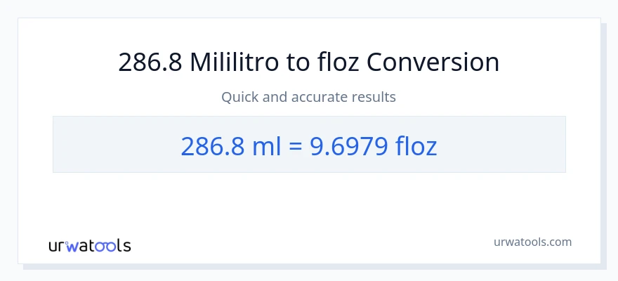 286.8 mga mililitro patungong mga onsa ng likido na conversion
