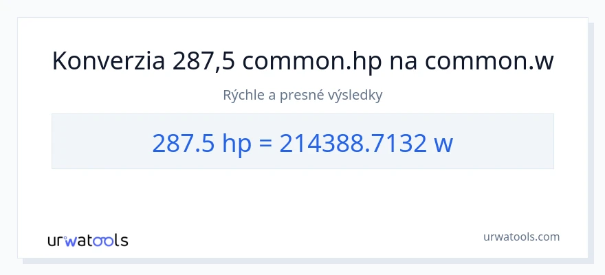 Konverzia z konská sila na watty: 287.5