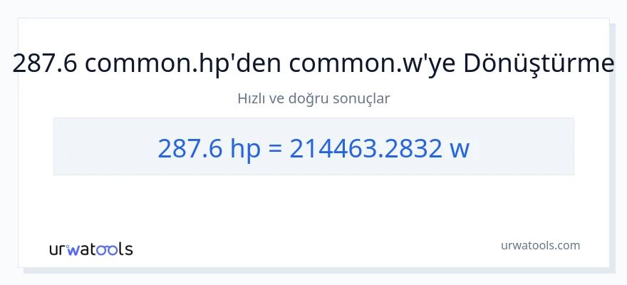 287.6 beygir gücü'den watt'e dönüşüm