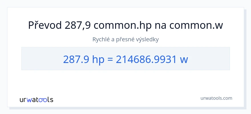 Konverze z koňská síla na watty: 287.9