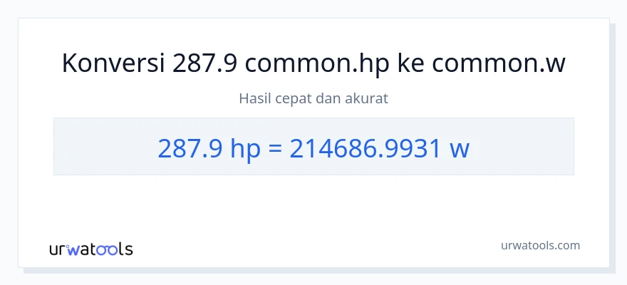 Konversi 287.9 daya kuda ke watt