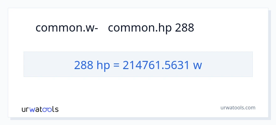 המרה של 288 כּוֹחַ סוּס ל- וואט