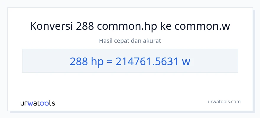 Konversi 288 daya kuda ke watt