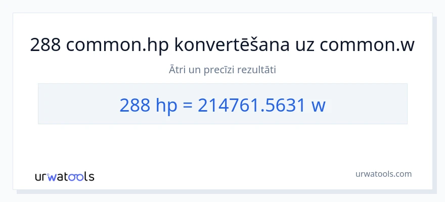 288 zirgspēki uz vati konversiju