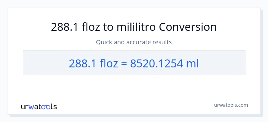 288.1 mga onsa ng likido patungong mga mililitro na conversion
