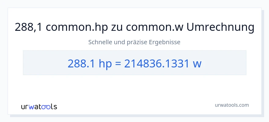 288.1 PS zu Watt Umwandlung