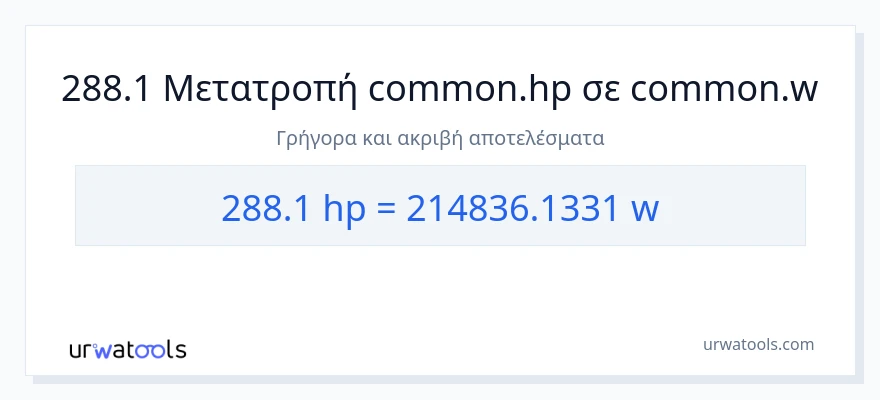 Μετατροπή 288.1 ιπποδύναμη σε βατ