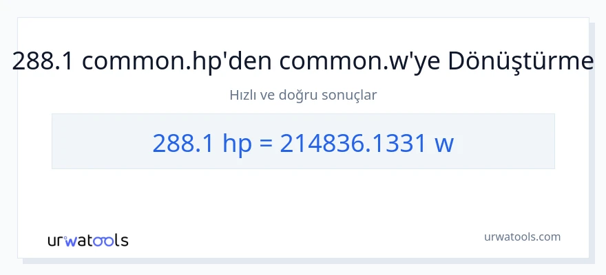 288.1 beygir gücü'den watt'e dönüşüm