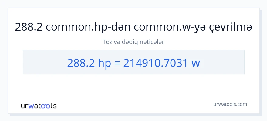 288.2 at gücü-dən vatt-ə çevrilmə