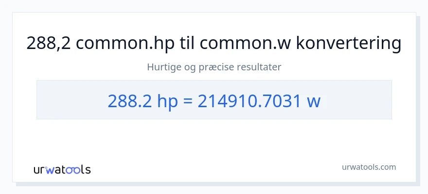 288.2 hestekræfter til watt konvertering