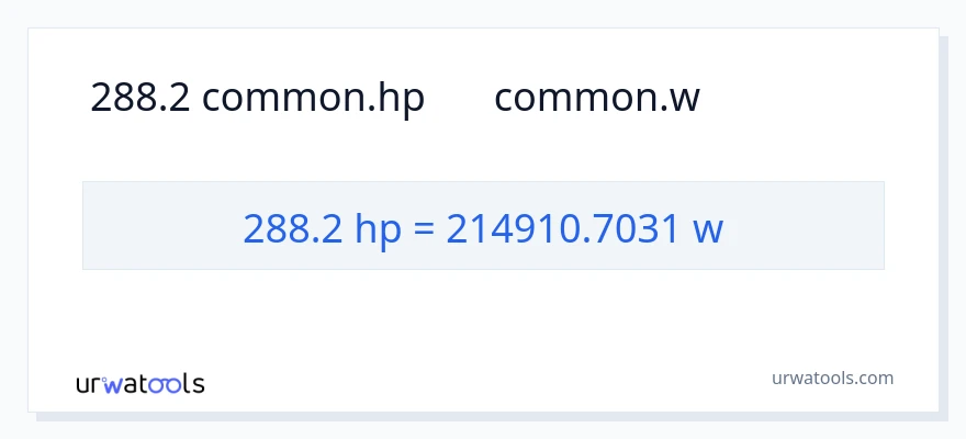 288.2 હોર્સપાવર થી વોટ્સ રૂપાંતર