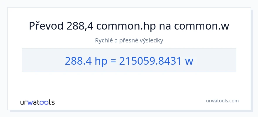 Konverze z koňská síla na watty: 288.4