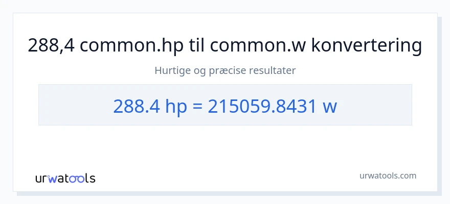 288.4 hestekræfter til watt konvertering