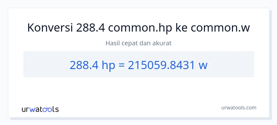 Konversi 288.4 daya kuda ke watt