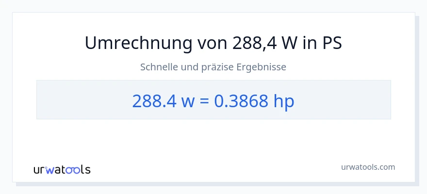 288.4 Watt zu PS Umwandlung