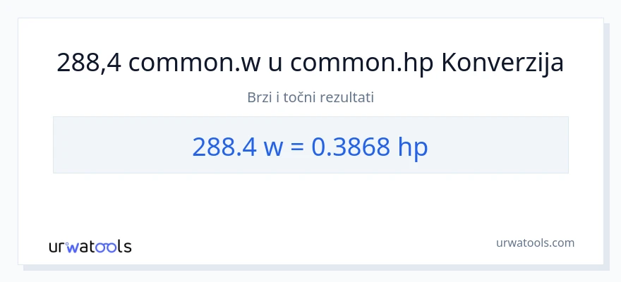 Konverzija od vati do konjske snage: 288.4