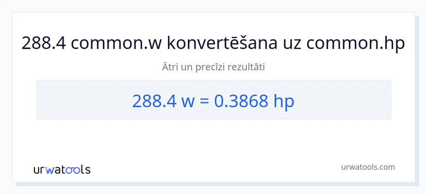 288.4 vati uz zirgspēki konversiju