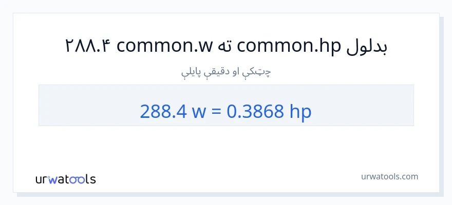 288.4 واټونه ته هارس پاور بدلون