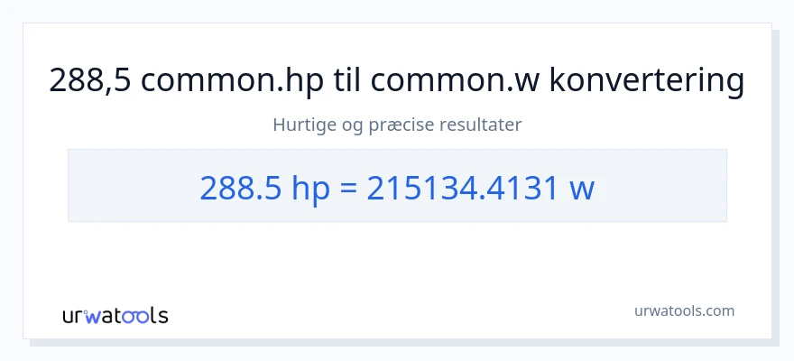 288.5 hestekræfter til watt konvertering