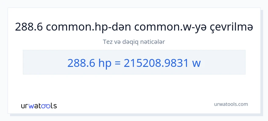 288.6 at gücü-dən vatt-ə çevrilmə