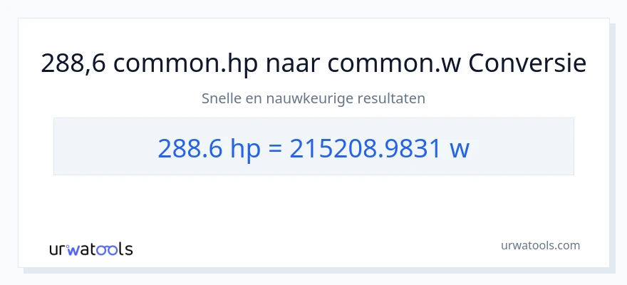 288.6 paardenkracht naar watt conversie