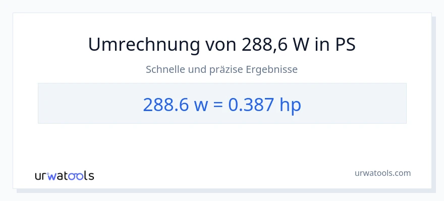 288.6 Watt zu PS Umwandlung