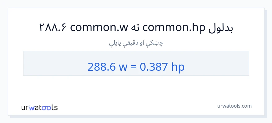 288.6 واټونه ته هارس پاور بدلون