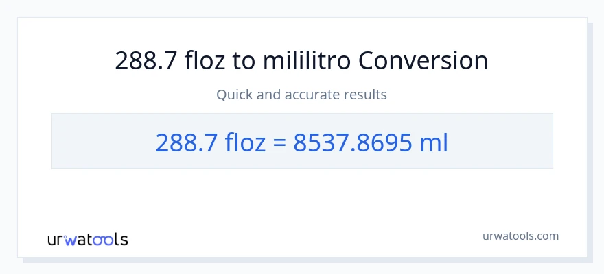 288.7 mga onsa ng likido patungong mga mililitro na conversion