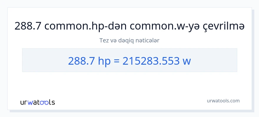 288.7 at gücü-dən vatt-ə çevrilmə