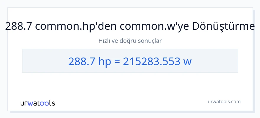 288.7 beygir gücü'den watt'e dönüşüm