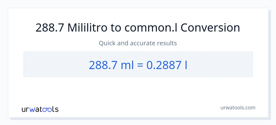 288.7 mga mililitro patungong Liters na conversion