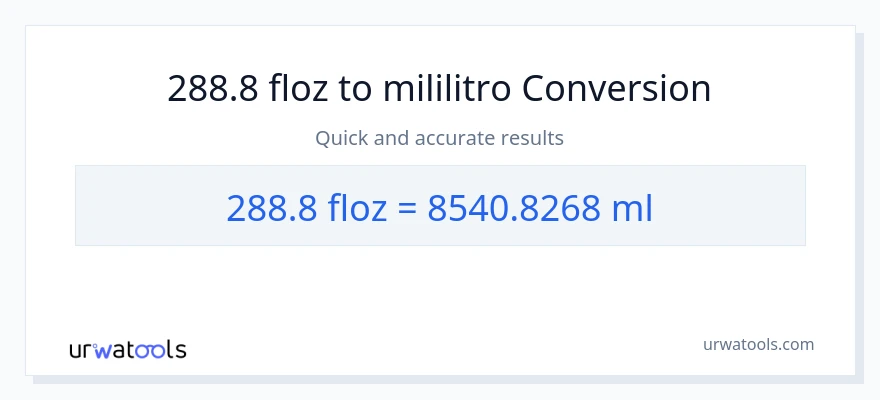 288.8 mga onsa ng likido patungong mga mililitro na conversion