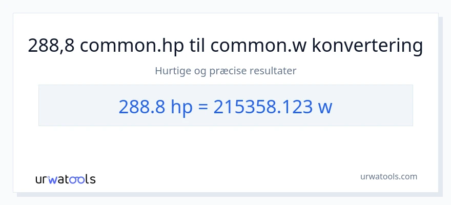 288.8 hestekræfter til watt konvertering