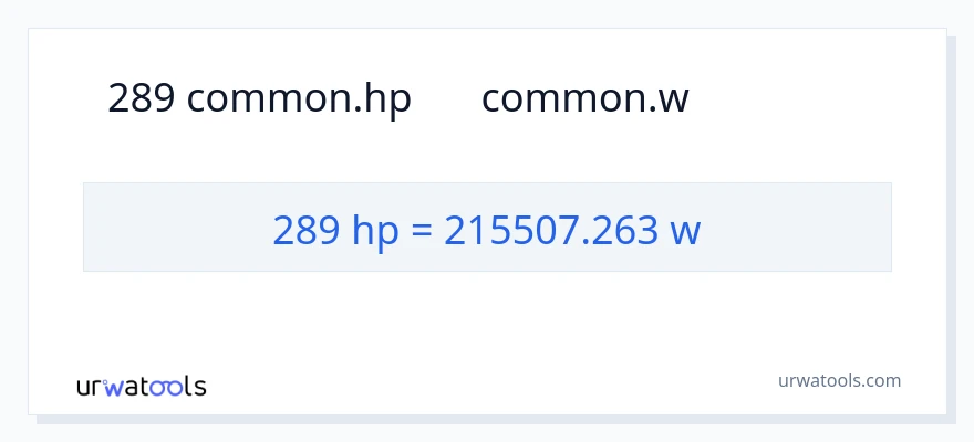 289 હોર્સપાવર થી વોટ્સ રૂપાંતર