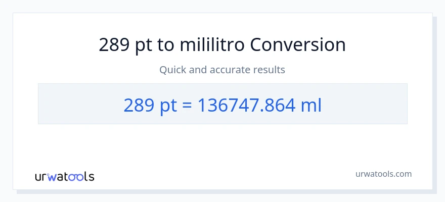289 Pints patungong mga mililitro na conversion