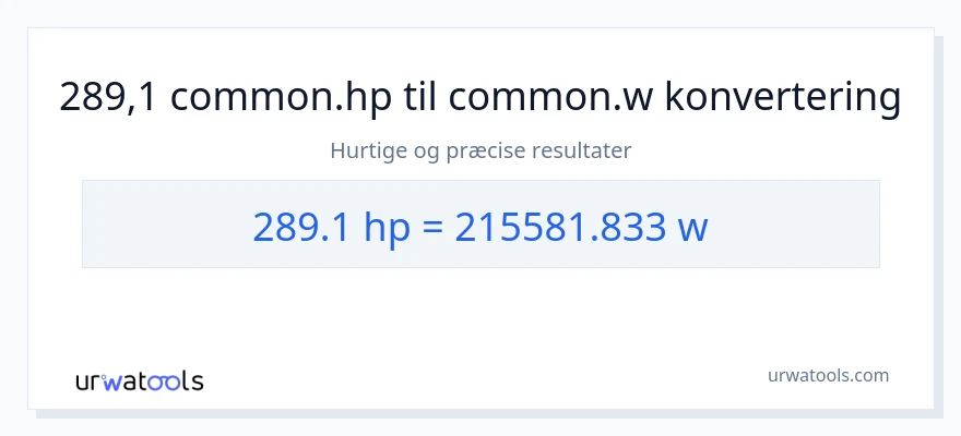 289.1 hestekræfter til watt konvertering