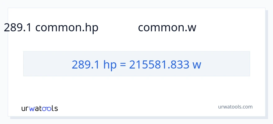 289.1 అశ్వశక్తి నుండి వాట్స్ కు మార్పిడి