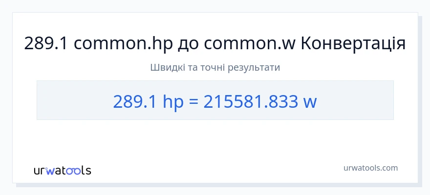 Конверсія з кінська сила у вати: 289.1