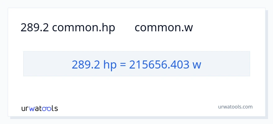 289.2 ہارس پاور سے واٹ کی تبدیلی