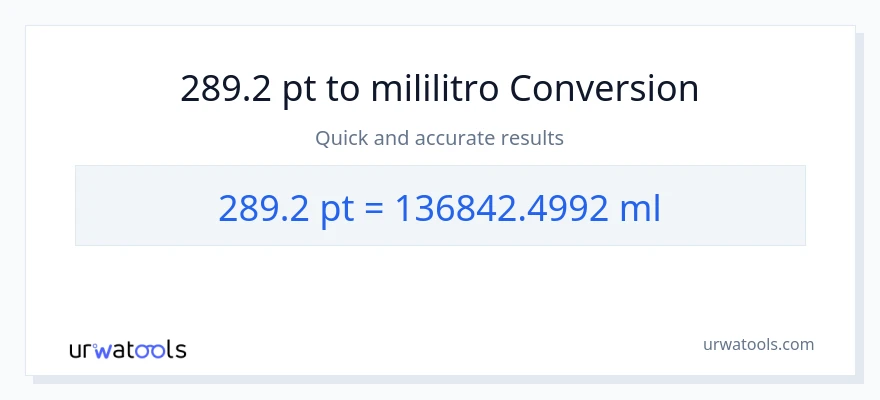 289.2 Pints patungong mga mililitro na conversion