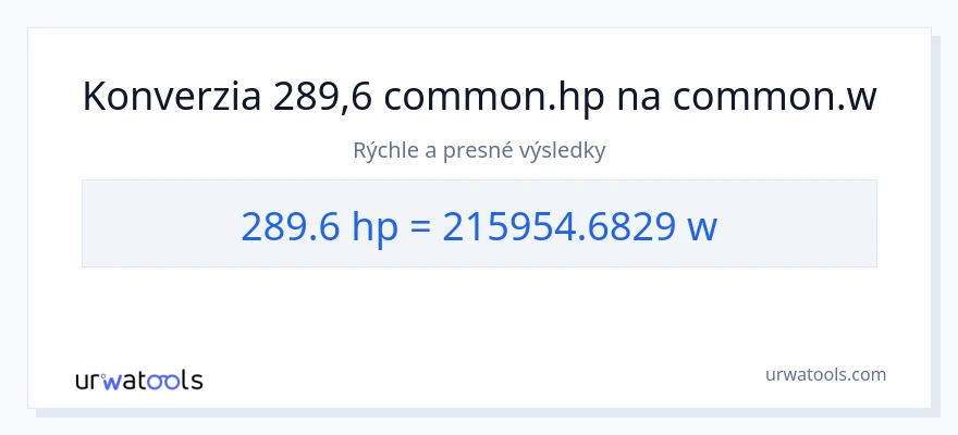 Konverzia z konská sila na watty: 289.6
