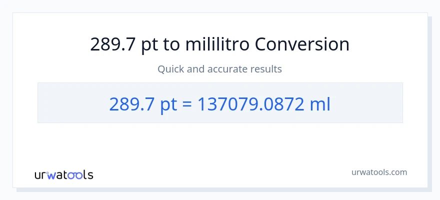 289.7 Pints patungong mga mililitro na conversion